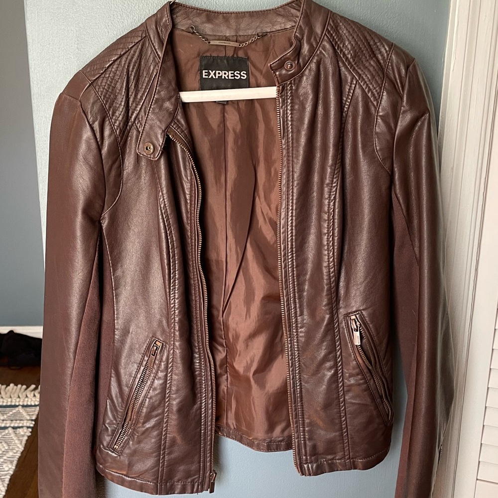 Express brown faux leather jacket